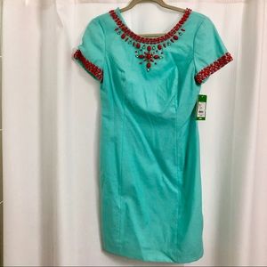 NWOT Size 4 Lilly Pulitzer teal embellished dress